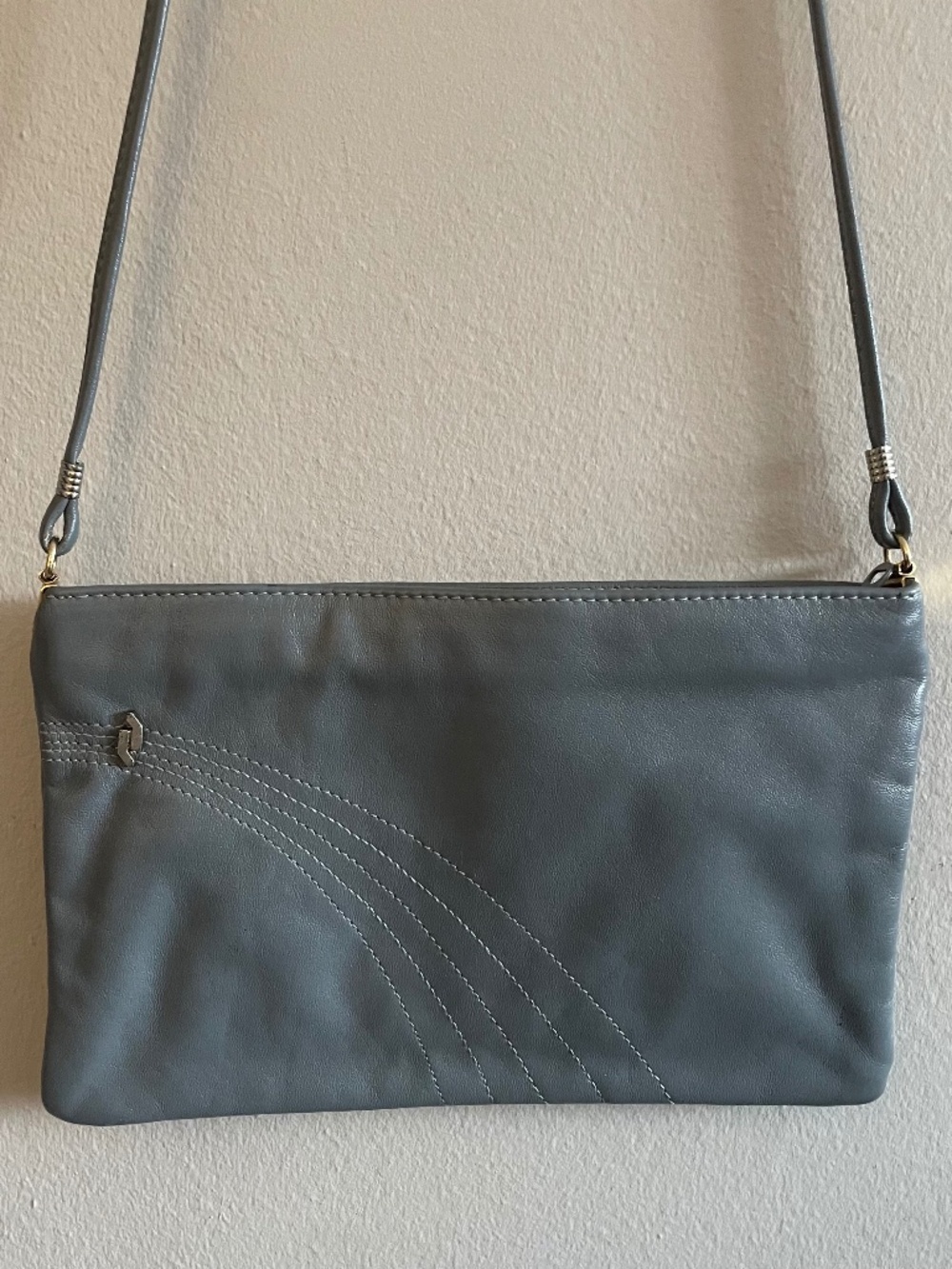 Vintage 80s Karnig Mann Grey Leather Handbag – Excellent Vintage Condition - Picture 2 of 15